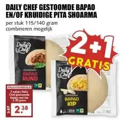 MCD Supermarkt DAILY CHEF GESTOOMDE BAPAO EN/OF KRUIDIGE PITA SHOARMA aanbieding