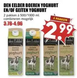 MCD Supermarkt DEN EELDER BOEREN YOGHURT EN/OF GEITEN YOGHURT aanbieding