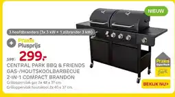 Praxis CENTRAL PARK BBQ & FRIENDS GAS-/HOUTSKOOLBARBECUE 2-IN-1 COMPACT BRANDON aanbieding