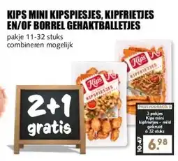 MCD Supermarkt KIPS MINI KIPSPIESJES, KIPFRIETJES EN/OF BORREL GEHAKTBALLETJES aanbieding