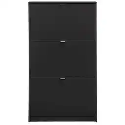 Leen Bakker Schoenenkast Hamburg 3 kleppen - zwart - 123,6x70,3x24 cm aanbieding