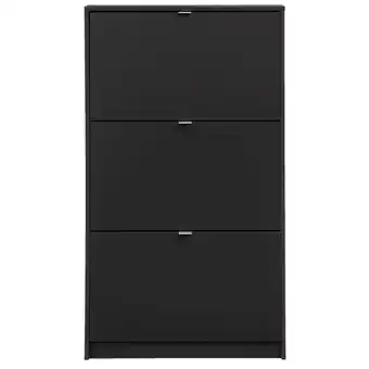 Leen Bakker Schoenenkast Hamburg 3 kleppen - zwart - 123,6x70,3x24 cm aanbieding