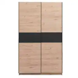 Leen Bakker Schuifdeurkast Genua - eikenkleur/antraciet - 204x122x60 cm aanbieding