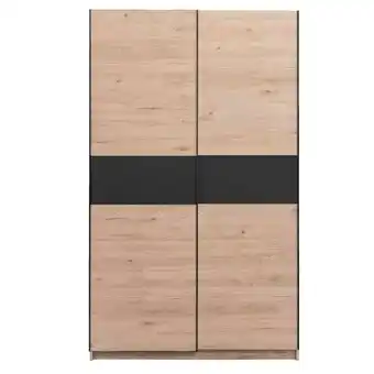 Leen Bakker Schuifdeurkast Genua - eikenkleur/antraciet - 204x122x60 cm aanbieding