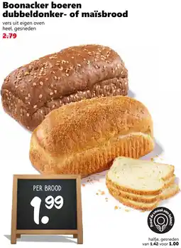 Coop Boonacker boeren dubbeldonker- of maïsbrood aanbieding