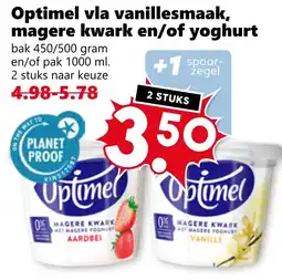 Coop Optimel vla vanillesmaak, magere kwark en/of yoghurt aanbieding