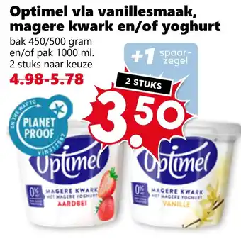 Coop Optimel vla vanillesmaak, magere kwark en/of yoghurt aanbieding