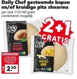 Coop Daily Chef gestoomde bapao en/of kruidige pita shoarma aanbieding