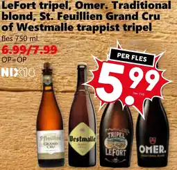 Coop LeFort tripel, Omer. Traditional blond, St. Feuillien Grand Cru of Westmalle trappist tripel aanbieding