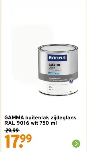 GAMMA GAMMA buitenlak zijdeglans RAL 9016 wit 750 ml aanbieding