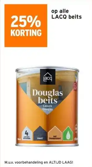 GAMMA 25% KORTING op alle LACQ beits aanbieding