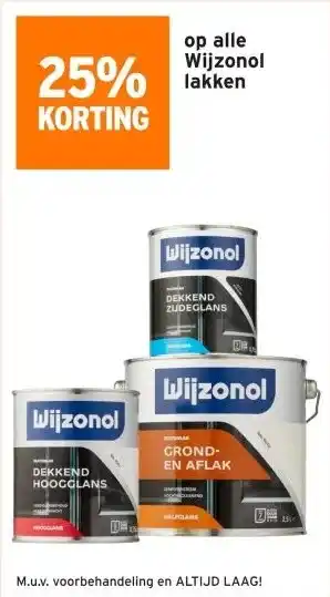 GAMMA 25% KORTING op alle Wijzonol lakken aanbieding