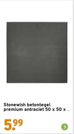 GAMMA Stonewish betontegel premium antraciet 50 x 50 x 4 cm aanbieding