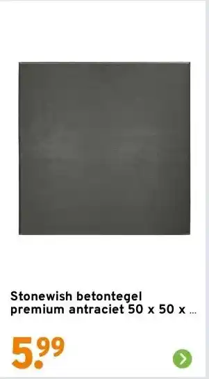 GAMMA Stonewish betontegel premium antraciet 50 x 50 x 4 cm aanbieding