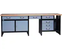 Hornbach KÜPPER Werkbank 240 cm zilver-zwart (2 deuren, 6 laden) aanbieding