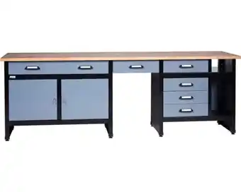 Hornbach KÜPPER Werkbank 240 cm zilver-zwart (2 deuren, 6 laden) aanbieding