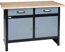 Hornbach KÜPPER Werkbank 120 cm zilver-zwart (2 deuren, 2 laden) aanbieding