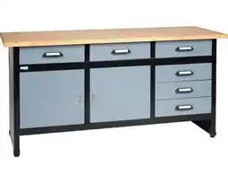 Hornbach KÜPPER Werkbank 170 cm zilver-zwart (2 deuren, 6 laden) aanbieding
