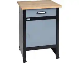 Hornbach KÜPPER Werkbank 60 cm met wielen zilver-zwart (1 deur, 1 lade) aanbieding