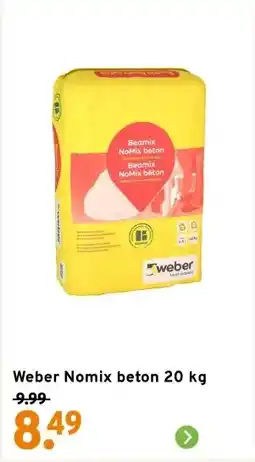 GAMMA Weber Nomix beton 20 kg aanbieding