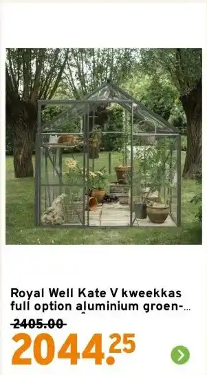 GAMMA Royal Well Kate V kweekkas full option aluminium groen-grijs 8,33 m² aanbieding