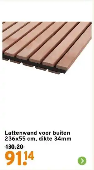 GAMMA Lattenwand voor buiten 236x55 cm, dikte 34mm aanbieding