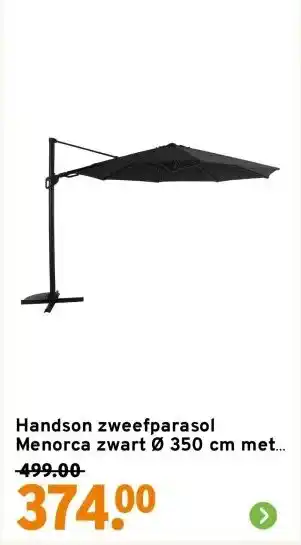 GAMMA Handson zweefparasol Menorca zwart Ø 350 cm met hendel aanbieding