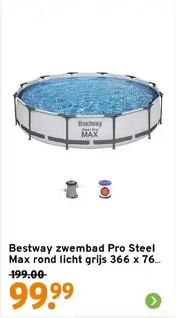 GAMMA Bestway zwembad Pro Steel Max rond licht grijs 366 x 76 cm met pomp aanbieding