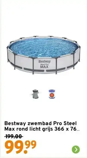 GAMMA Bestway zwembad Pro Steel Max rond licht grijs 366 x 76 cm met pomp aanbieding