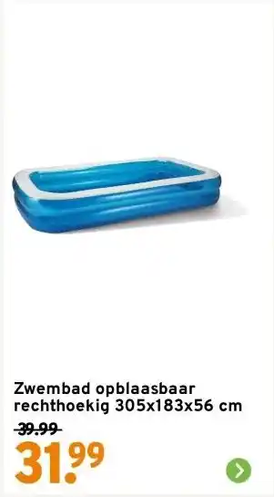 GAMMA Zwembad opblaasbaar rechthoekig 305x183x56 cm aanbieding
