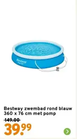 GAMMA Bestway zwembad rond blauw 360 x 76 cm met pomp aanbieding