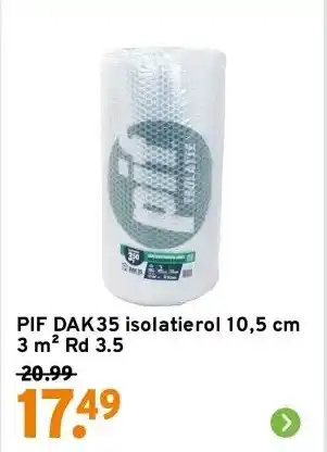 GAMMA PIF DAK35 isolatierol 10,5 cm 3 m² Rd 3.5 aanbieding