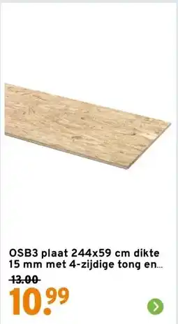 GAMMA OSB3 plaat 244x59 cm dikte 15 mm met 4-zijdige tong en groef aanbieding