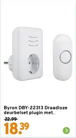GAMMA Byron DBY-22313 Draadloze deurbelset plugin met stopcontact 150m aanbieding