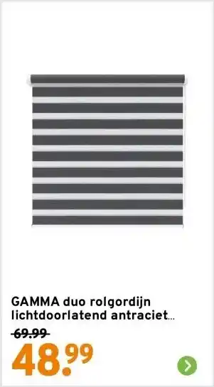 GAMMA GAMMA duo rolgordijn lichtdoorlatend antraciet (kleurnr. 4502) 60x160 cm (bxh) aanbieding