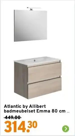 GAMMA Atlantic by Allibert badmeubelset Emma 80 cm 2 lades hout aanbieding