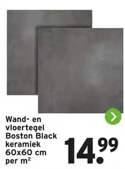 GAMMA Wand- en vloertegel Boston Black keramiek 60x60 cm aanbieding