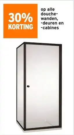 GAMMA 30% KORTING op alle douche- wanden, -deuren en -cabines aanbieding