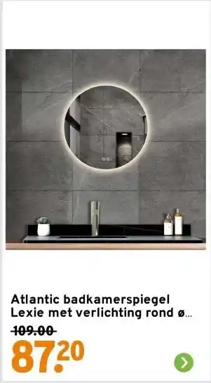 GAMMA Atlantic badkamerspiegel Lexie met verlichting rond ø 50 cm chroom aanbieding