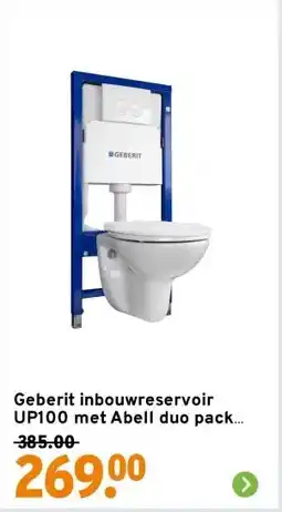 GAMMA Geberit inbouwreservoir UP100 met Abell duo pack met randloos hangend toilet aanbieding