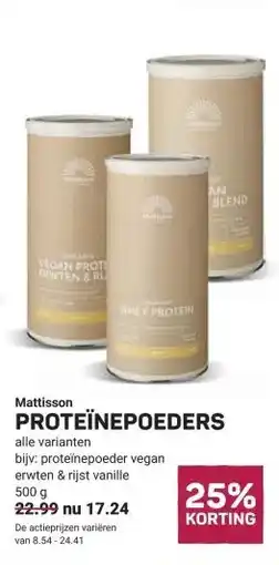 Ekoplaza Mattisson PROTEÏNEPOEDERS aanbieding
