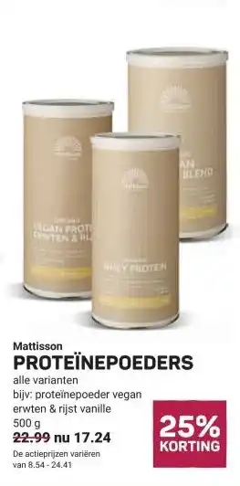 Ekoplaza Mattisson PROTEÏNEPOEDERS aanbieding