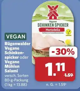 Combi VEGAN Rügenwalder Vegane Schinken- spicker oder Vegane Mühlen Salami aanbieding
