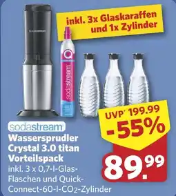 Combi Wassersprudler Crystal 3.0 titan Vorteilspack aanbieding