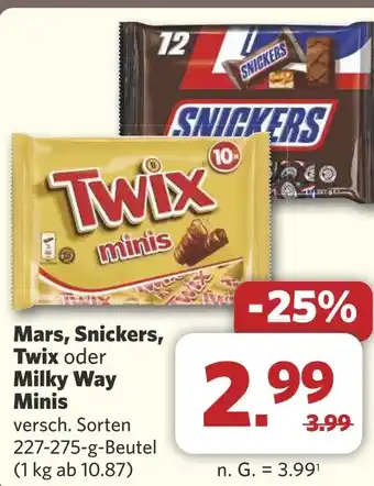 Combi Mars, Snickers, Twix oder Milky Way Minis aanbieding