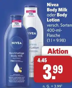 Combi Nivea Body Milk oder Body Lotion aanbieding