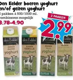 Boon`s Markt Den Eelder boeren yoghurt en/of geiten yoghurt aanbieding