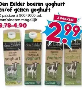 Boon`s Markt Den Eelder boeren yoghurt en/of geiten yoghurt aanbieding