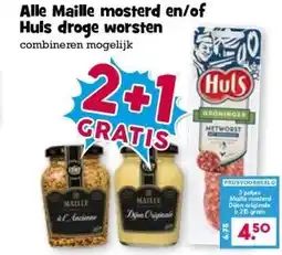 Boon`s Markt Alle Maille mosterd en/of Huls droge worsten aanbieding