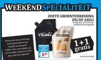 Boon`s Markt ZOETE GROENTEDRESSING EN/OF AIOLI knijpzakje 220/250 ml. combineren mogelijk aanbieding